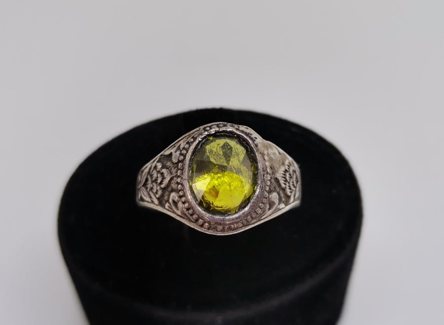FASETA KESİMLİ SİTRİN TAŞLI GÜMÜŞ YÜZÜK