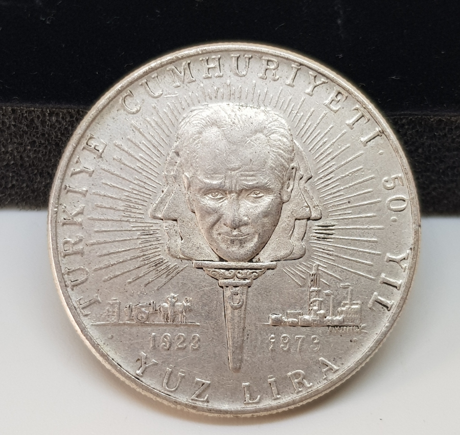 1973 CUMHURİYETİN 50. YILI GÜMÜŞ 100 LİRA HATIRA PARA