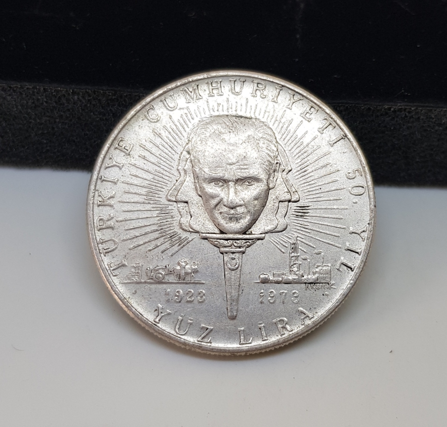1973 CUMHURİYETİN 50. YILI GÜMÜŞ 100 LİRA HATIRA PARA