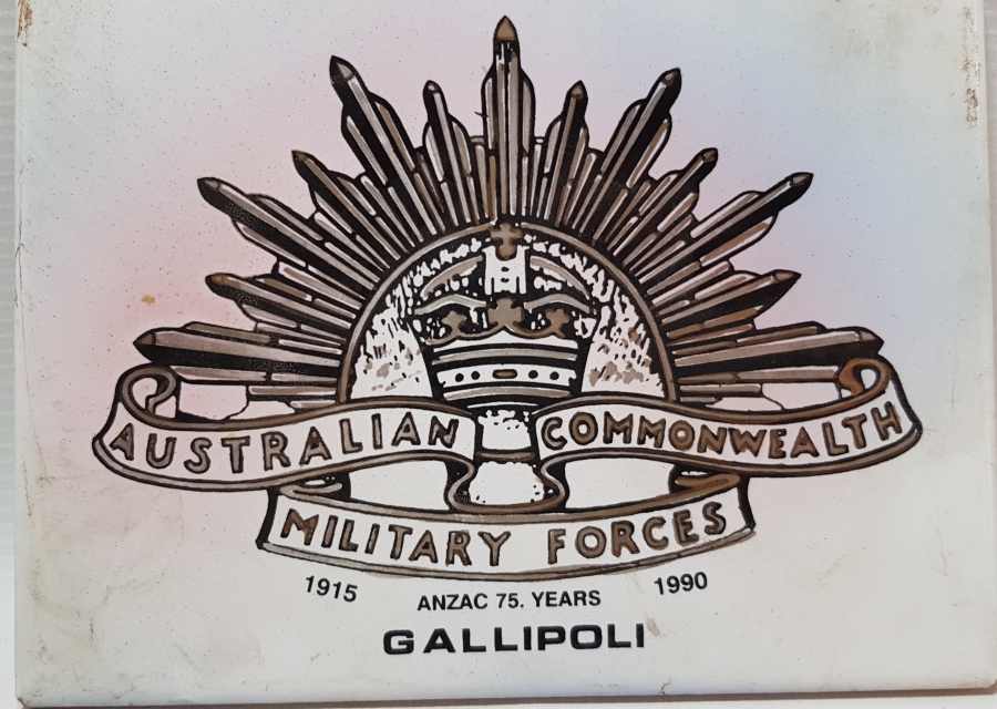 1990 YILI YAPIMI ÇANAKKALE SAVAŞI'NIN 75. YILI ANISINA YAPILMIŞ HATIRA SERAMİK KARO