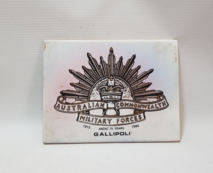 1990 YILI YAPIMI ÇANAKKALE SAVAŞI'NIN 75. YILI ANISINA YAPILMIŞ HATIRA SERAMİK KARO