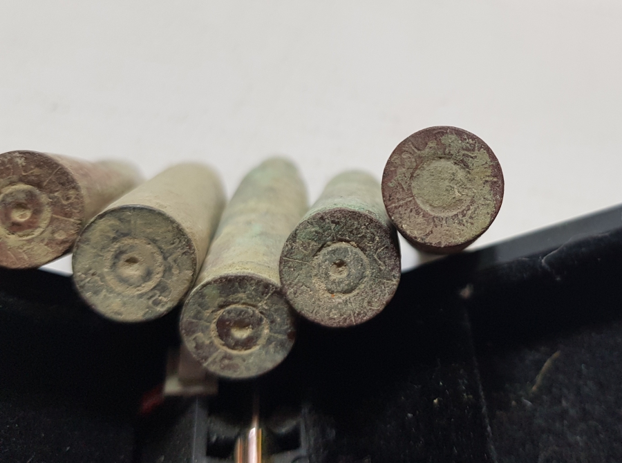 ARKALARI OSMANLICA YAZILI 1. DÜNYA SAVAŞI DÖNEMİ OSMANLI MAVZER MERMİSİ KOVANI LOTU