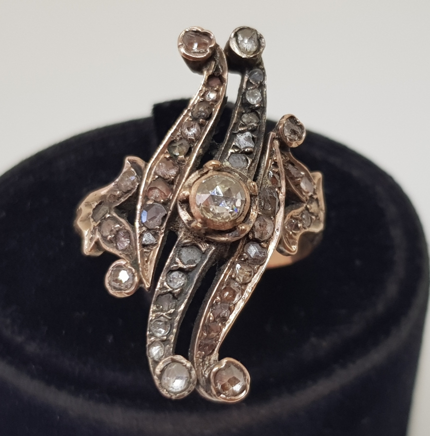 OSMANLI DÖNEMİ ELMAS TAŞLI GİRİT MEKİĞİ ALTIN YÜZÜK