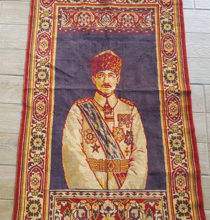 OSMANLI SON DÖNEM ÇOK NADİR ASKERİ KIYAFETLİ VE OSMANLI NİŞANLI ATATÜRK DUVAR HALISI