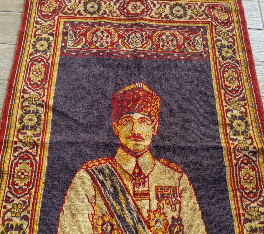 OSMANLI SON DÖNEM ÇOK NADİR ASKERİ KIYAFETLİ VE OSMANLI NİŞANLI ATATÜRK DUVAR HALISI