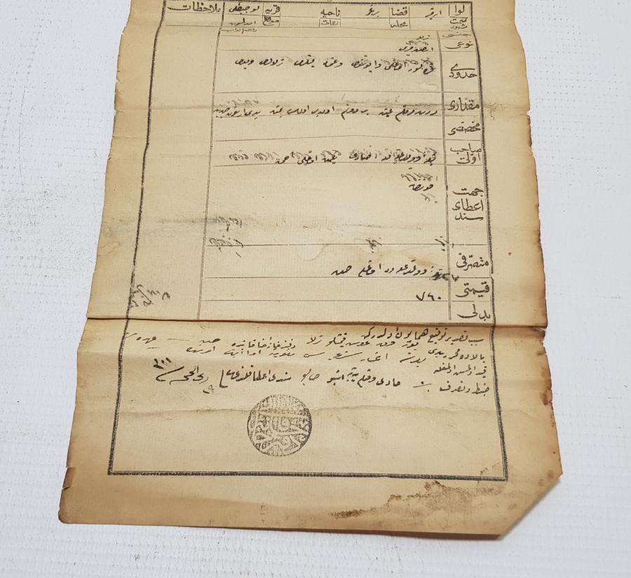 ABDÜLHAMİD HAN DÖNEMİ BÜYÜK BOY SENED-İ HAKANİ