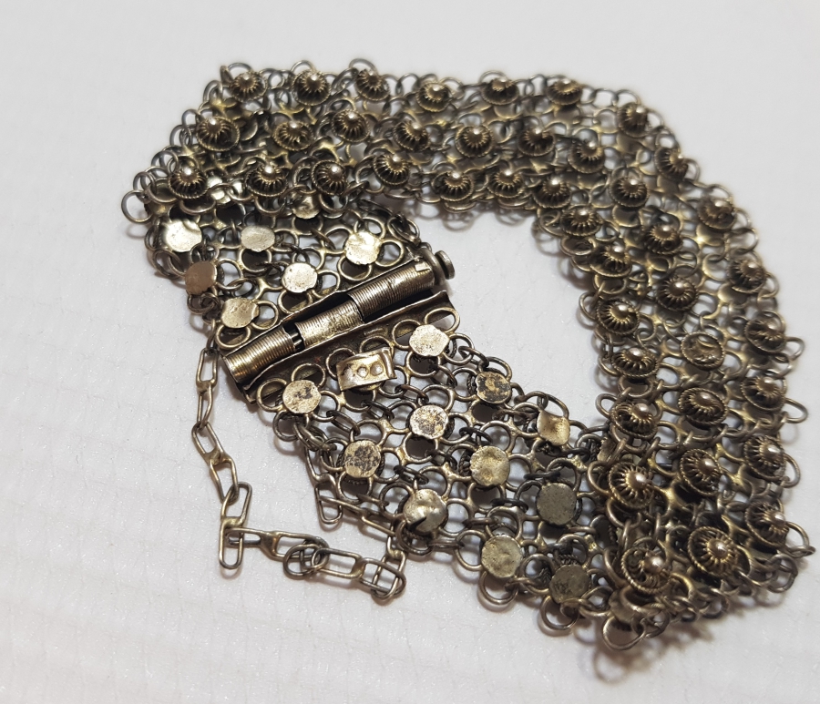 OSMANLI DÖNEMİ EL YAPIMI GÜMÜŞ BİNDALLI BİLEZİĞİ - BİLEKLİĞİ