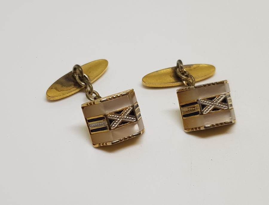 SEDEF İŞÇİLİKLİ VE ALTIN KAPLAMA ANTİKA TOLEDO KOL DÜĞMESİ