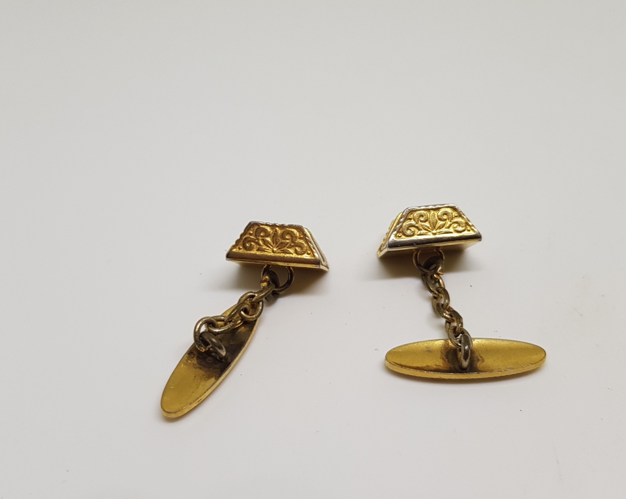 SEDEF İŞÇİLİKLİ VE ALTIN KAPLAMA ANTİKA TOLEDO KOL DÜĞMESİ