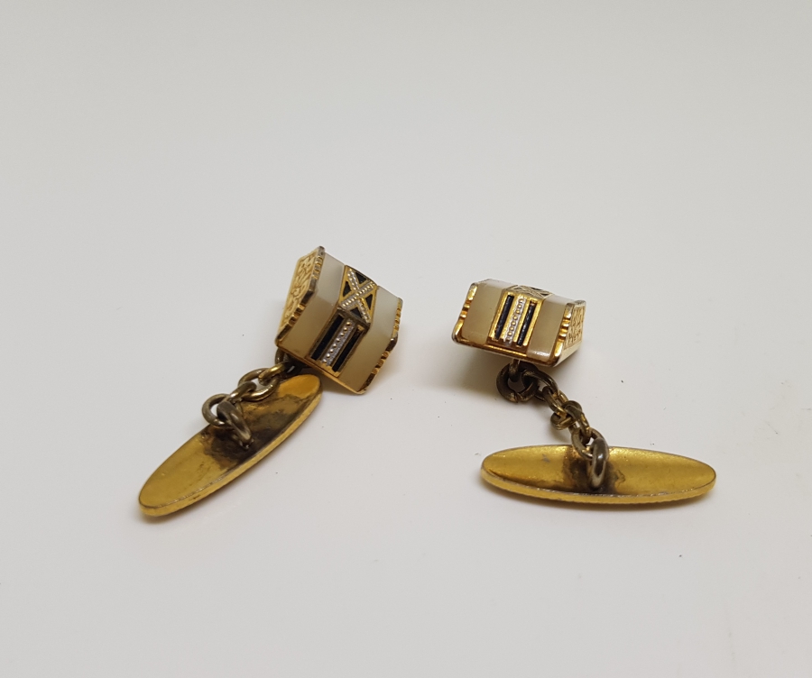 SEDEF İŞÇİLİKLİ VE ALTIN KAPLAMA ANTİKA TOLEDO KOL DÜĞMESİ