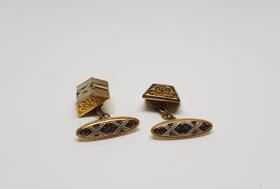 SEDEF İŞÇİLİKLİ VE ALTIN KAPLAMA ANTİKA TOLEDO KOL DÜĞMESİ