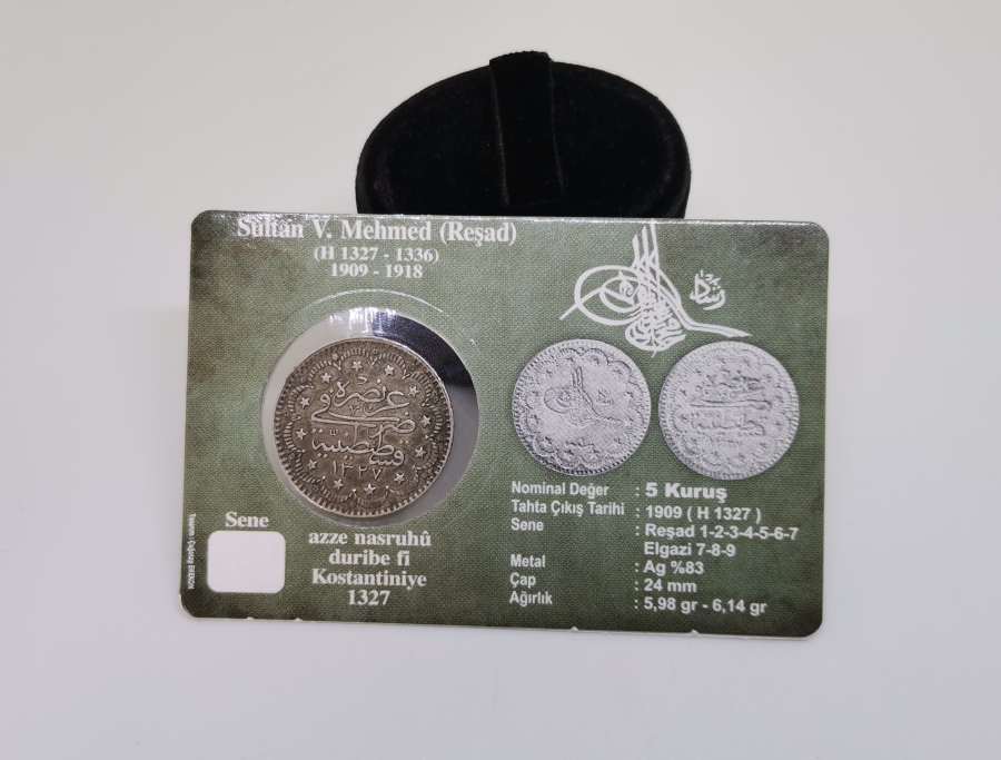 SULTAN MEHMET REŞAT HAN DÖNEMİ GÜMÜŞ 5 KURUŞ MECİDİYE