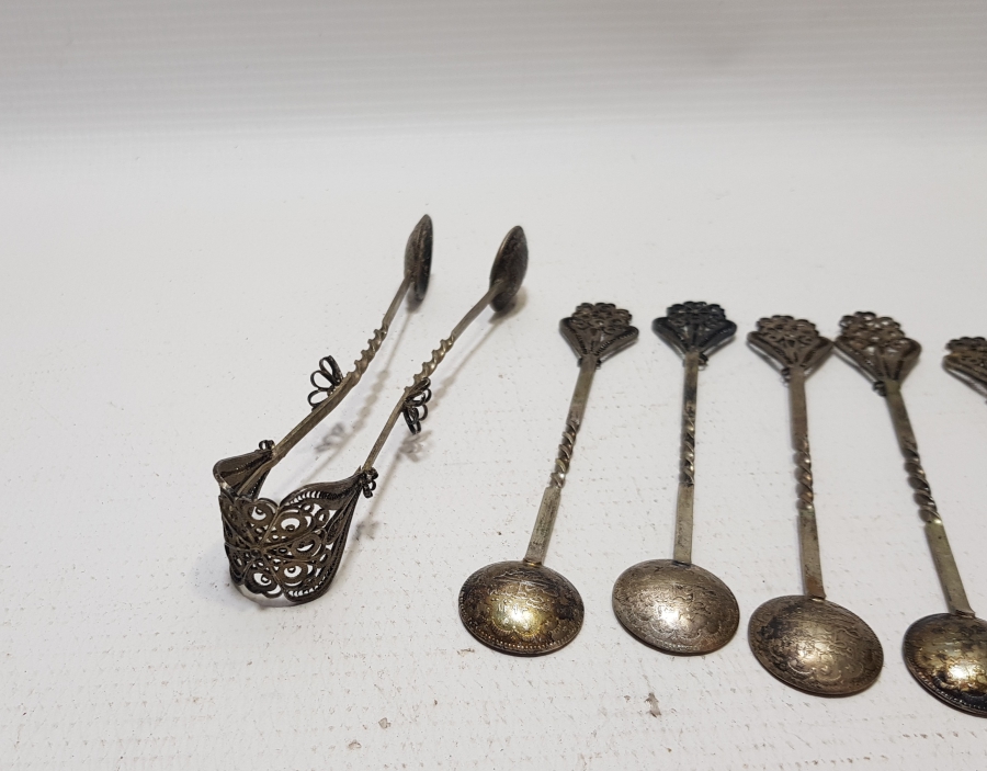 MEHMED REŞAD HAN DÖNEMİ GÜMÜŞ PARALARDAN YAPILMIŞ OSMANLI DÖNEMİ ÇAY TAKIMI