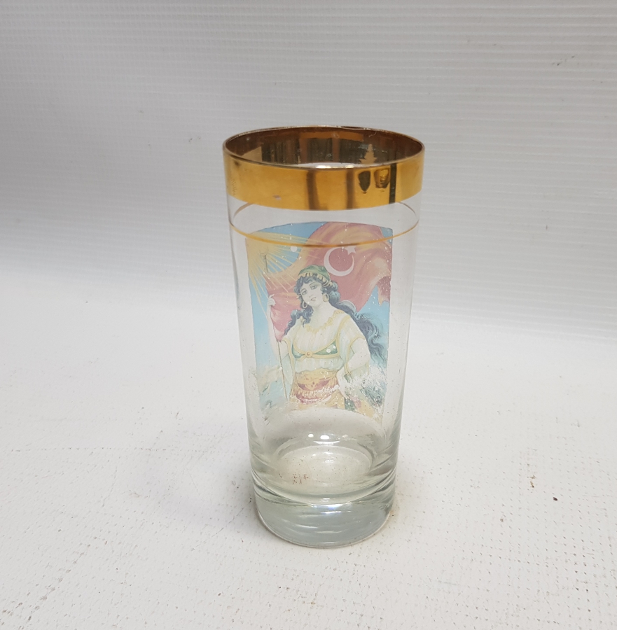 CUMHURİYET BAŞLARI ÇOK NADİR ALTIN VARAKLI VE AY YILDIZLI NADİR RAKI BARDAĞI