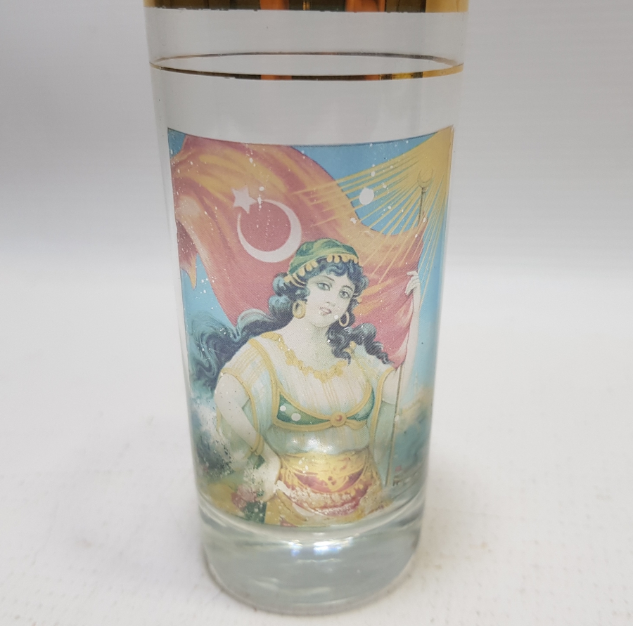 CUMHURİYET BAŞLARI ÇOK NADİR ALTIN VARAKLI VE AY YILDIZLI NADİR RAKI BARDAĞI