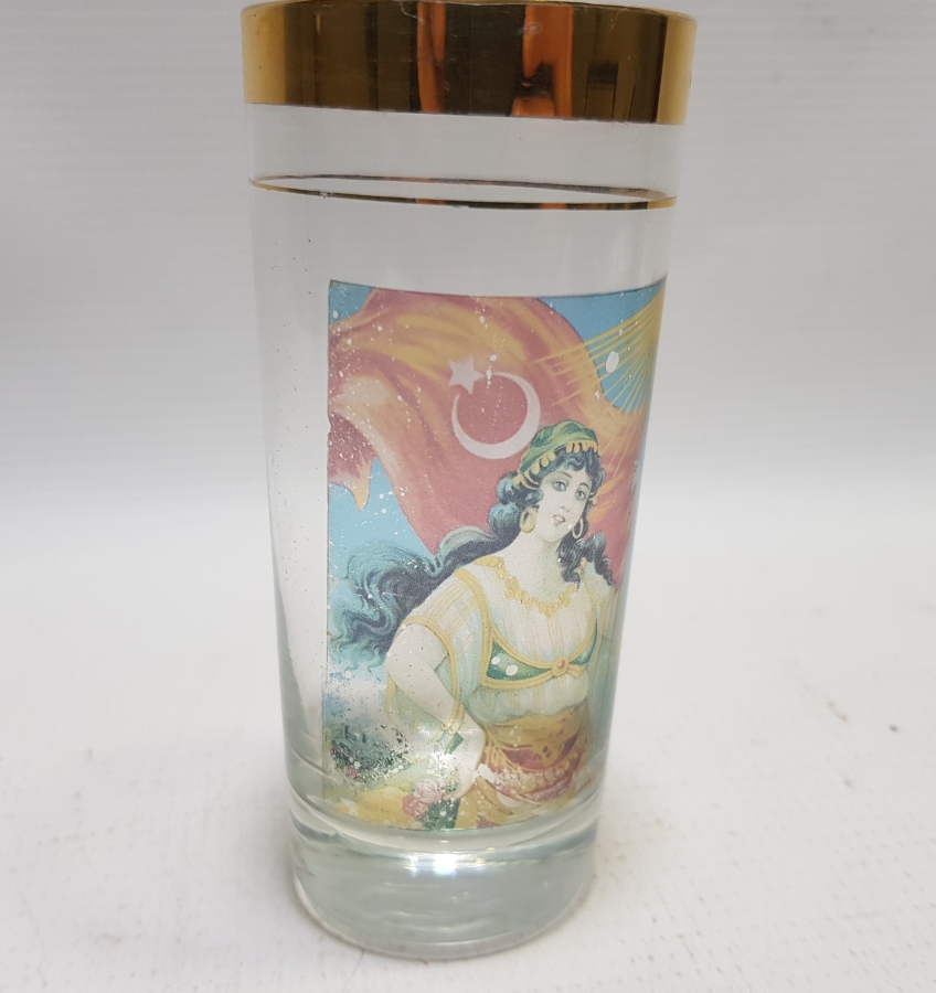 CUMHURİYET BAŞLARI ÇOK NADİR ALTIN VARAKLI VE AY YILDIZLI NADİR RAKI BARDAĞI