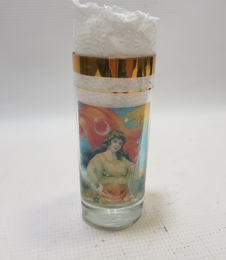 CUMHURİYET BAŞLARI ÇOK NADİR ALTIN VARAKLI VE AY YILDIZLI NADİR RAKI BARDAĞI