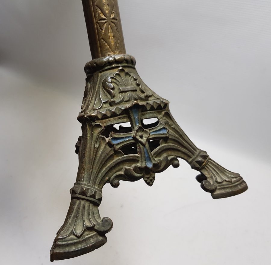 ÜZERİ TOMBAK VE MİNE İŞÇİLİKLİ BÜYÜK BOY OSMANLI DÖNEMİ NADİR KAYSERİ YAPIMI ŞAMDAN