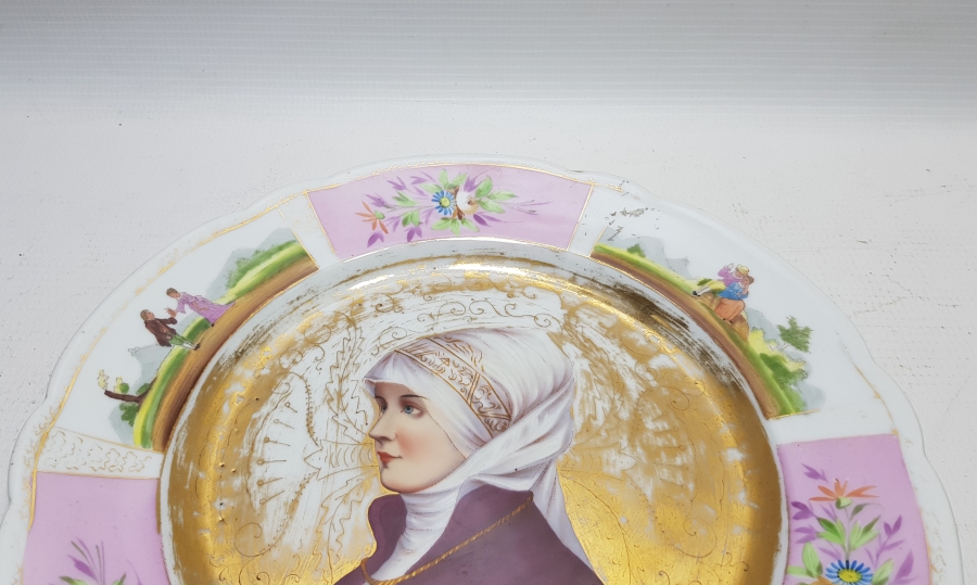 OSMANLI DÖNEMİ RUM İŞİ EL BOYAMA PORSELEN TABAK