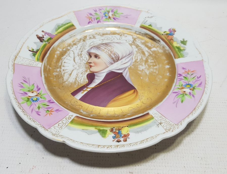 OSMANLI DÖNEMİ RUM İŞİ EL BOYAMA PORSELEN TABAK