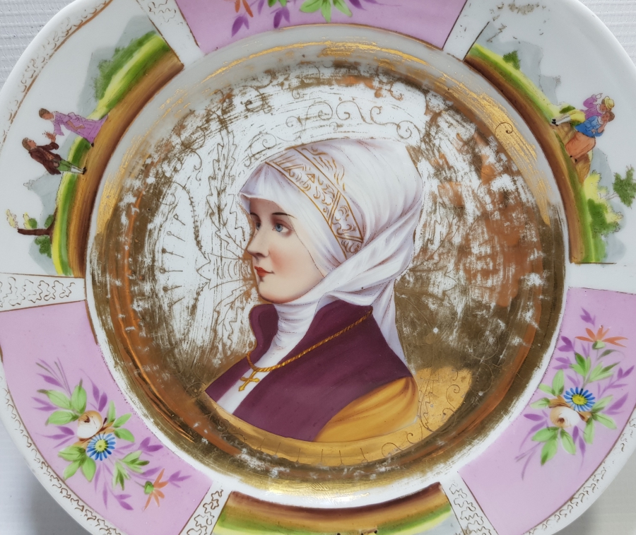 OSMANLI DÖNEMİ RUM İŞİ EL BOYAMA PORSELEN TABAK