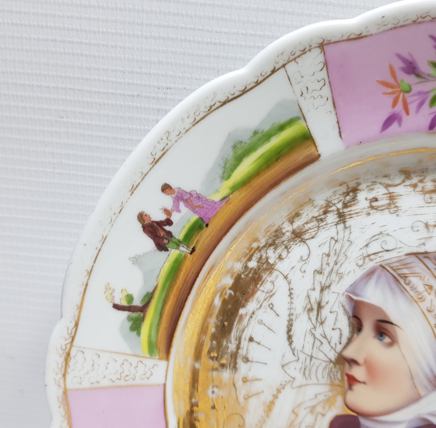 OSMANLI DÖNEMİ RUM İŞİ EL BOYAMA PORSELEN TABAK