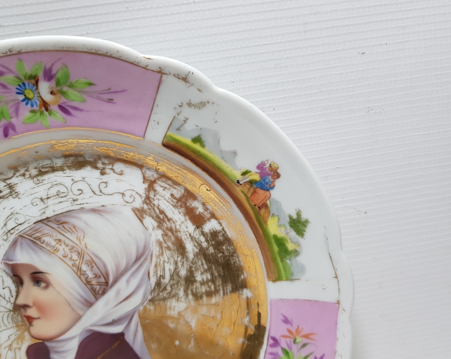 OSMANLI DÖNEMİ RUM İŞİ EL BOYAMA PORSELEN TABAK