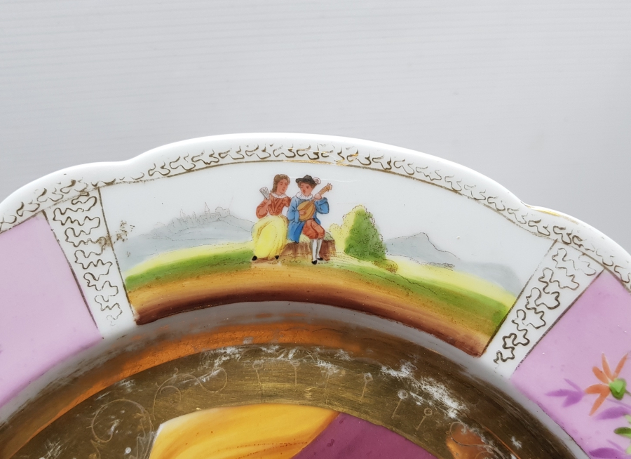 OSMANLI DÖNEMİ RUM İŞİ EL BOYAMA PORSELEN TABAK