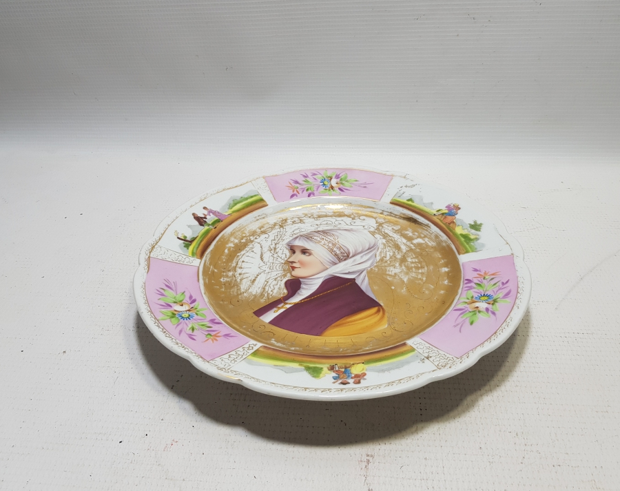 OSMANLI DÖNEMİ RUM İŞİ EL BOYAMA PORSELEN TABAK