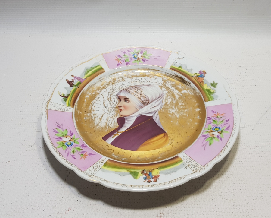 OSMANLI DÖNEMİ RUM İŞİ EL BOYAMA PORSELEN TABAK