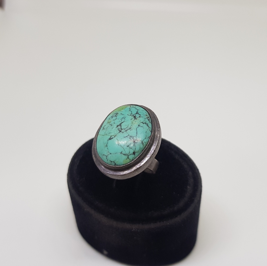 TURKUAZ TAŞLI ÖZEL YAPIM GÜMÜŞ YÜZÜK