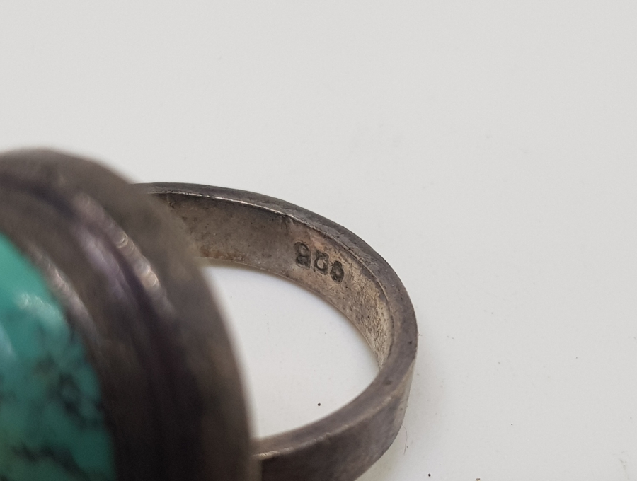 TURKUAZ TAŞLI ÖZEL YAPIM GÜMÜŞ YÜZÜK