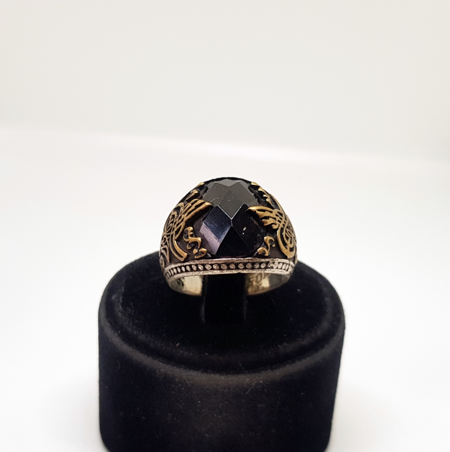 YANLARI VE İÇİ TUĞRA FORMLU GÜMÜŞ YÜZÜK