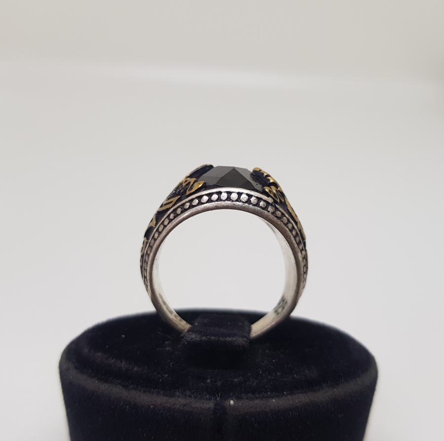 YANLARI VE İÇİ TUĞRA FORMLU GÜMÜŞ YÜZÜK