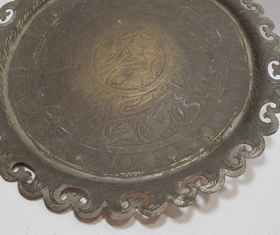 KABARTMA YAZILI NADİR FORMLU VE AYETLİ ESERİ İSTANBUL KAHVE TEPSİSİ