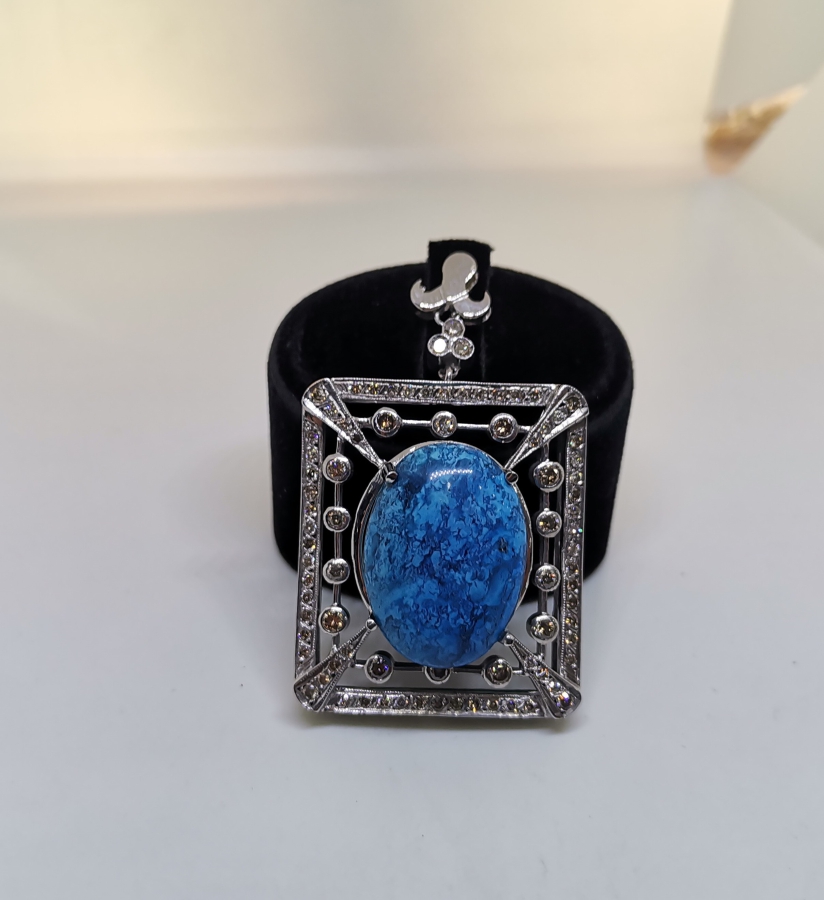 FİRUZE VE PIRLANTA TAŞLI ÖZEL YAPIM KOLYE UCU