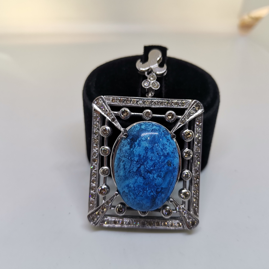 FİRUZE VE PIRLANTA TAŞLI ÖZEL YAPIM KOLYE UCU