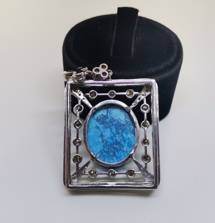 FİRUZE VE PIRLANTA TAŞLI ÖZEL YAPIM KOLYE UCU