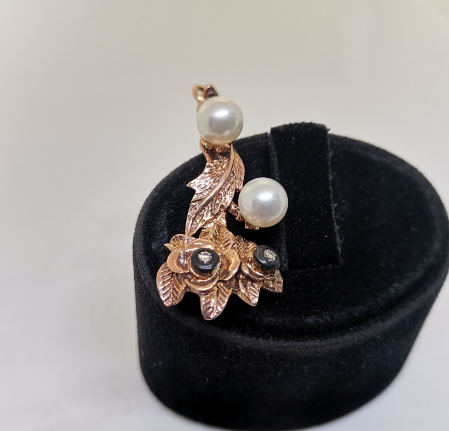 İNCİ VE PIRLANTA TAŞLI KOLYE UCU