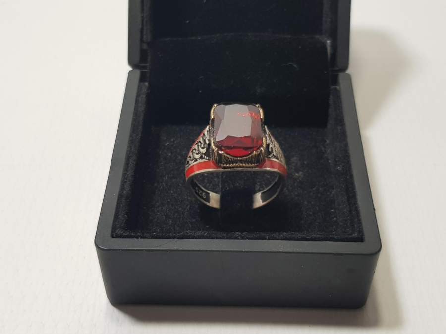 ANTİKA ATEŞ OPALİ TAŞLI VE MİNELİ YÜZÜK