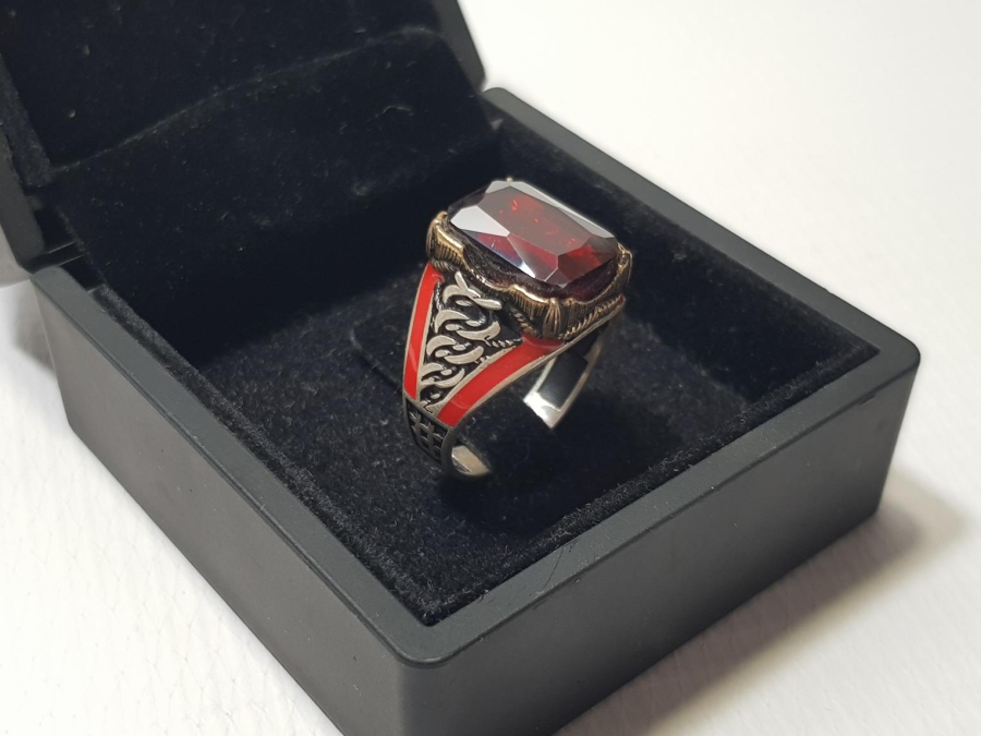 ANTİKA ATEŞ OPALİ TAŞLI VE MİNELİ YÜZÜK