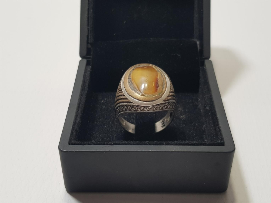 DAMLA KEHRİBAR TAŞLI GÜMÜŞ YÜZÜK