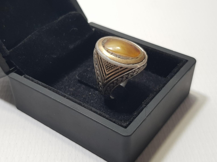 DAMLA KEHRİBAR TAŞLI GÜMÜŞ YÜZÜK