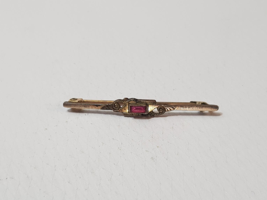 OSMANLI DÖNEMİ YAKUT TAŞLI ALTIN KAPLAMA BROŞ