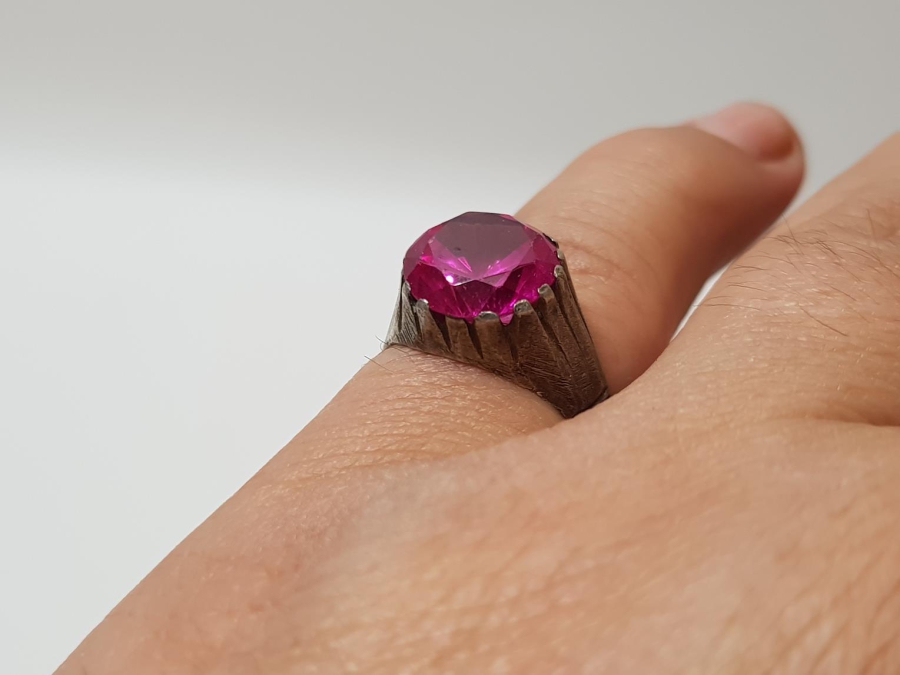 OSMANLI DÖNEMİ YAKUT TAŞLI GÜMÜŞ YÜZÜK