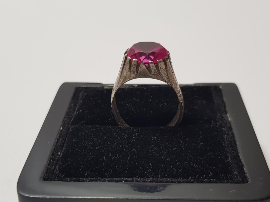 OSMANLI DÖNEMİ YAKUT TAŞLI GÜMÜŞ YÜZÜK