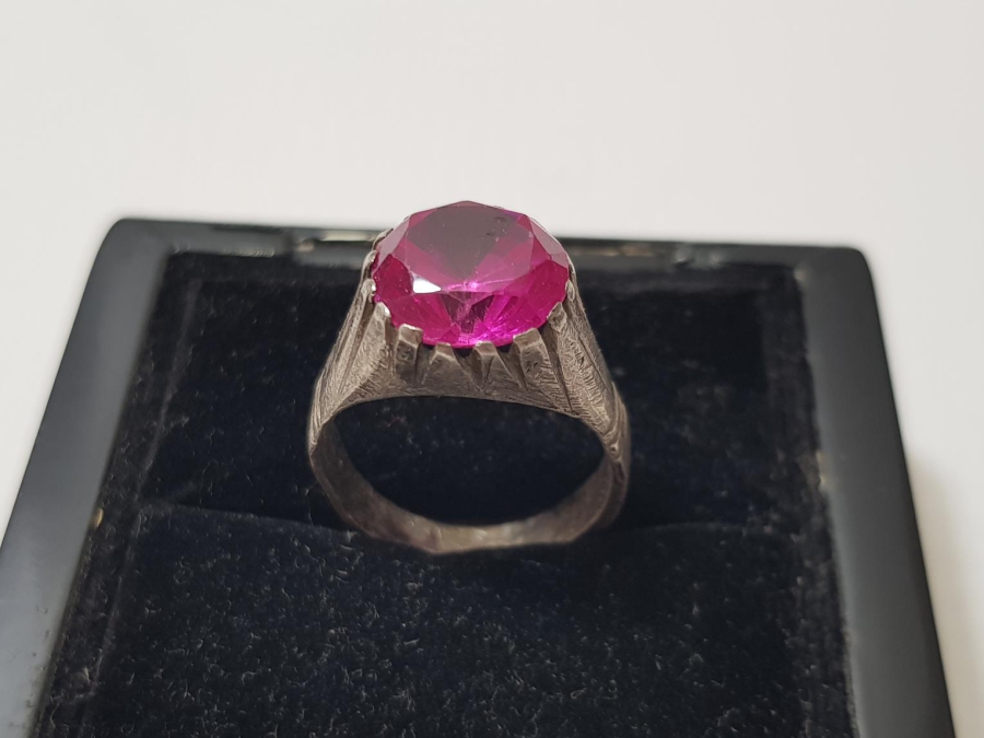 OSMANLI DÖNEMİ YAKUT TAŞLI GÜMÜŞ YÜZÜK