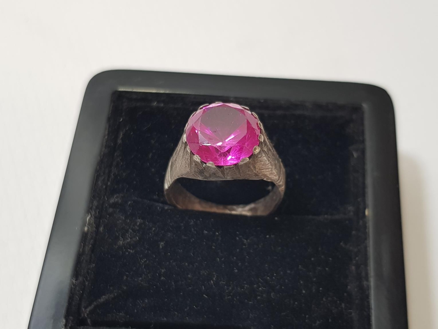 OSMANLI DÖNEMİ YAKUT TAŞLI GÜMÜŞ YÜZÜK