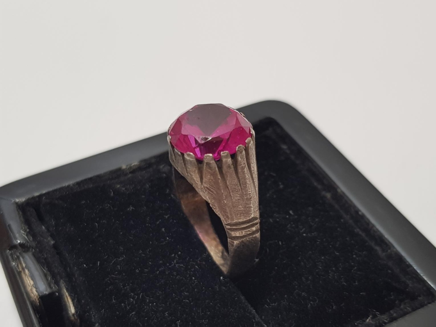 OSMANLI DÖNEMİ YAKUT TAŞLI GÜMÜŞ YÜZÜK