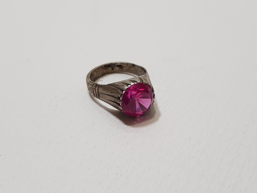 OSMANLI DÖNEMİ YAKUT TAŞLI GÜMÜŞ YÜZÜK